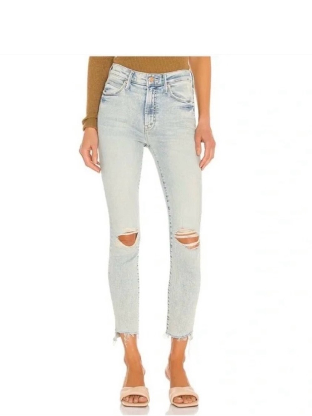 MOTHER The Stunner Ankle Fray Jeans, Rolling in the Bushes Wash